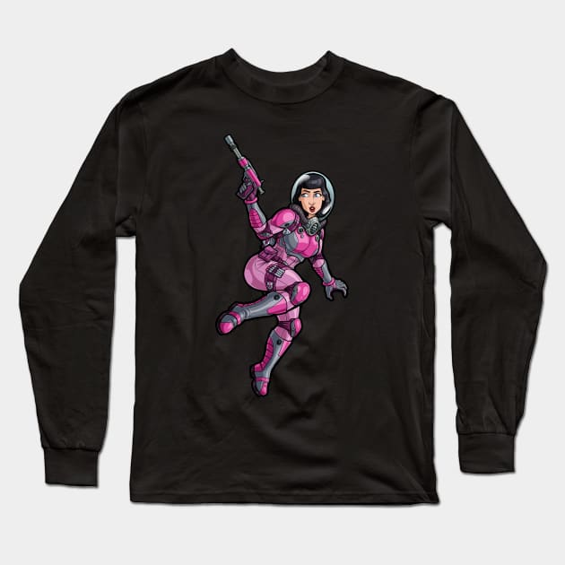 Space Bettie Long Sleeve T-Shirt by TravisPerkinsArt